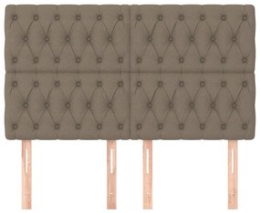 Tablii de pat, 4 buc, gri taupe, 72x7x78 88 cm, textil 4, Gri taupe, 144 x 7 x 118 128 cm