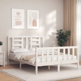 3192877 vidaXL Cadru de pat cu tăblie, alb, 120x200 cm, lemn masiv