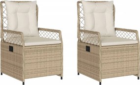 vidaXL Scaune de grădină rabatabile, 2 buc., bej, poliratan