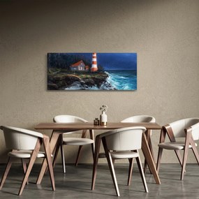 Tablou - Far pe malul oceanului, aquarelă (120x50 cm)