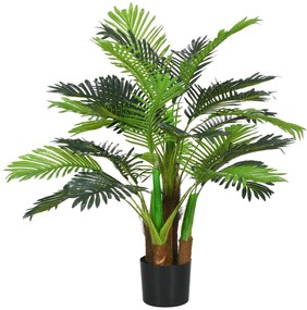 HOMCOM Palmier Artificiel H.1 m Arbore Artificial Trunchi Ramuri Lichen Frunze Mare Realism Ghiveci Inclus | Aosom Romania