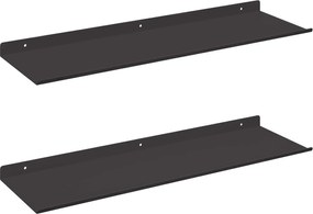 vidaXL Raft suspendat Pe perete 2 pcs Negru 60 x 18 x 2,5 cm Oțel