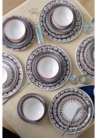 Set veselă 24 piese, multicolor, din ceramică stoneware