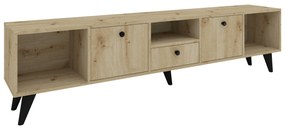 Comoda TV Malta, 3 Usi, 3 Casete, Stejar Artisan, 180 x 30 x 45 cm
