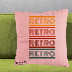 Perna Decorativa RETRO Text Multicolor, 40x40 cm, Roz, Husa Detasabila, Perna Inclusa, BEKZ®