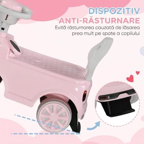 AIYAPLAY Mașină de Jucărie Per Copii 18-36 Luni a Acționare Manuală, Roz | Aosom Romania