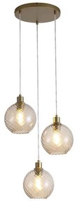 Lustra cu 3 pendule metal auriu, sticla champanie Radiance