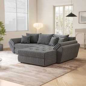 Colțar extensibil dumonde cu ladă de depozitare si sezut confortabil din spuma high-density, Loana Ambience Grey II 270x185 cm