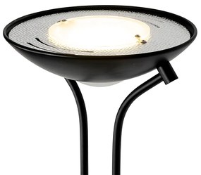 Lampă de podea modernă neagră cu lampă de citit cu LED cu dimmer de la cald - Diva