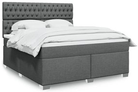 vidaXL Pat box spring cu saltea, gri închis, 180x200 cm, textil