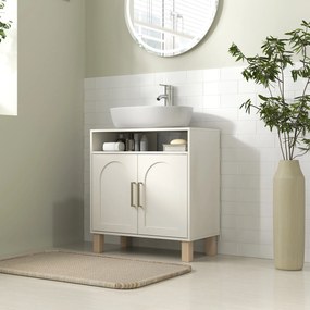 HOMCOM Mobilier baie sub chiuvetă mobilier sub chiuvetă dulap 2 uși cu raft reglabil 60 x 30 x 63 cm alb | Aosom Romania