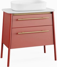 Set dulap pe pardoseala terracotta Krofam Dukla 78 cm, lavoar pe blat Krofam Dukla 55 cm