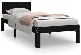 810459 vidaXL Cadru de pat mic single, negru, 75x190 cm, lemn masiv