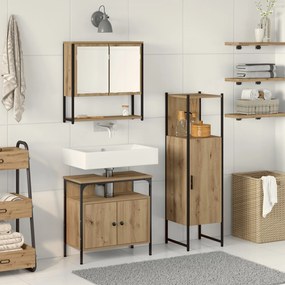 vidaXL Set mobilier baie 3 piese din stejar artizanal