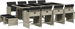 vidaXL Set mobilier de grădină cu perne 13 piese gri deschis poliratan