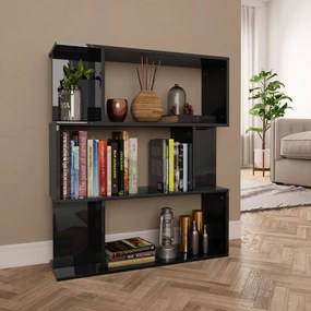 800088 vidaXL Bibliotecă/Separator cameră, negru extralucios, 80x24x96 cm PAL
