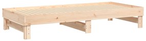 Pat de zi extensibil, 2x(80x200) cm, lemn masiv de pin Maro, 2x (80 x 200) cm