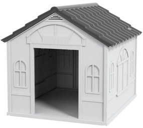PawHut Casă de exterior din PP alb pentru câini de talie mică și medie - 65 x 75.7 x 63 cm | Aosom Romania