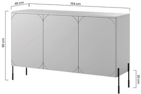 Comodă cu trei uși și patru sertare Sonatia 150cm - Olive