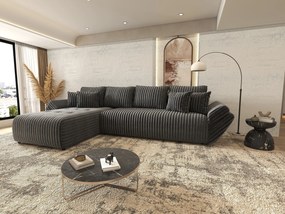 Colțar extensibil dumonde cu ladă de depozitare si sezut confortabil din spuma high-density, Berlin XL Ambience Grey 350x185 cm