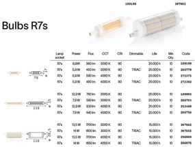 Bec LED dimabil, R7S cob 08W 640lm 4000K cri80