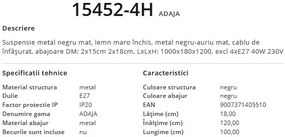 Lustra suspendata design modern ADAJA lemn 15452-4H GL