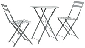 44355 vidaXL Set mobilier bistro, 3 piese, gri, oțel