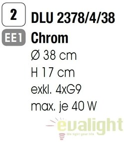 Plafoniera eleganta cristal K9 diam. 38cm Gloria DLU 2378/4/38 chrom OR