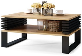 GOKEE Stejar Artizanal /Negru mat  - măsuță de cafea modernă cu raft
