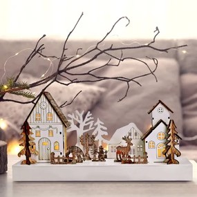 Decorațiune LED de Crăciun LED/2xAA lemn Solight 1V256