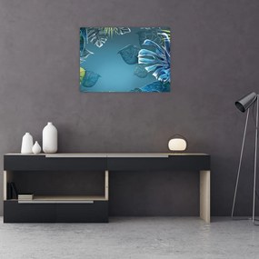 Tablou pe sticlă - Frunzele plantelor tropicale (70x50 cm)