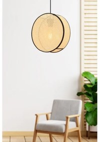 Lustră suspendată BIG DRUM, 1 x E27, 60 W, 230 V, bej/negru