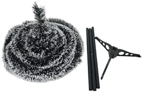 Brad artificial de Craciun pliabil cu varfuri albe NOVOKIDS Pop-up Tree, Cu ace lungi, Coroana bogata, Inaltime 210 cm, Suport inclus, Pom de