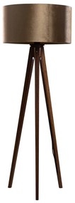 Lampă de podea cu trepied din lemn de nuc cu abajur din catifea bronz 50cm - Tripod Classic