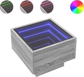 vidaXL Noptieră cu LED infinity, gri sonoma, 40x40x30 cm