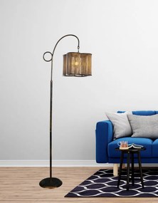 Lampa de Podea Wooden Cage Floor, Soclu E27, Max 45 - 60W, Culoare Invechit