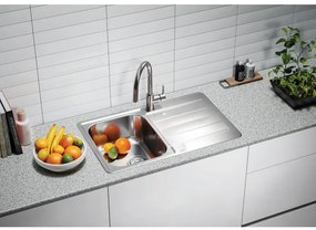 Chiuveta bucatarie inox satin cu picurator, dreapta, Alveus Line Max 80 SATIN, Dreapta