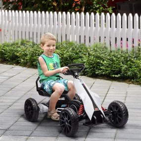HOMCOM Kart electric pentru copii 12V - Viteză reglabilă 3-5km/h pentru copii de 3-8 ani - scaun reglabil - alb | Aosom Romania