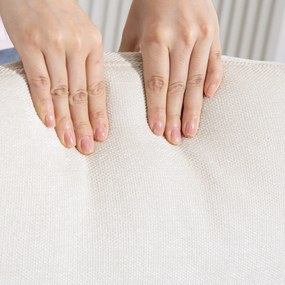 HOMCOM Fotoliu tapițat cu taburet, fotoliu lounge cu spătar înalt, bază metalică, pentru living, dormitor, Bej | Aosom Romania