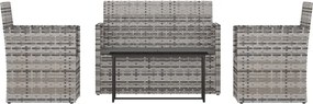 vidaXL Set mobilier de exterior cu perne, 4 piese, gri, poliratan