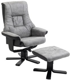 HOMCOM Fotoliu relax cu taburet, rotativ 360°, înclinabil 135°, husă respirabilă, 78 x 82,5 x 109 cm, gri | Aosom Romania