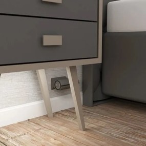 Priză electrică Sofa Box Design Light, 1 priză Schuko, 2 x USB, gri Gri, Metal/Plastic