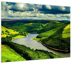 Tablou pe sticlă - Peisaj verde (70x50 cm)