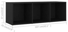Comode TV, 3 buc., negru, 107x35x37 cm, PAL 3, Negru