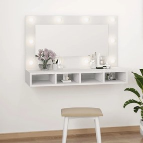 808891 vidaXL Dulap cu oglindă și LED, alb, 90x31,5x62 cm