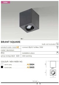 Spot aplicat tavan/plafon stil modern Brant 1 SQUARE alb
