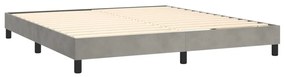 Pat box spring cu saltea, gri deschis, 160x200 cm, catifea Gri deschis, 160 x 200 cm, Design cu nasturi
