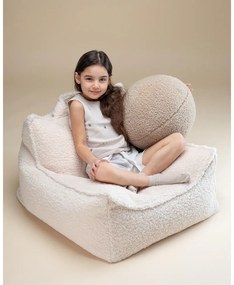 Fotoliu puf pentru copii crem cu tapițerie din țesătură bouclé Chair – Wigiwama