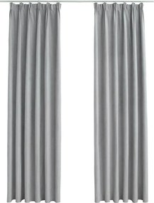 vidaXL Draperii opace cu cârlige, 2 buc., gri, 140 x 175 cm