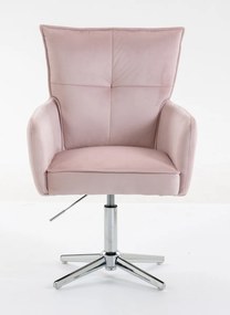 HR250CROSS Scaun Catifea Roz Pudra Bază Cromata